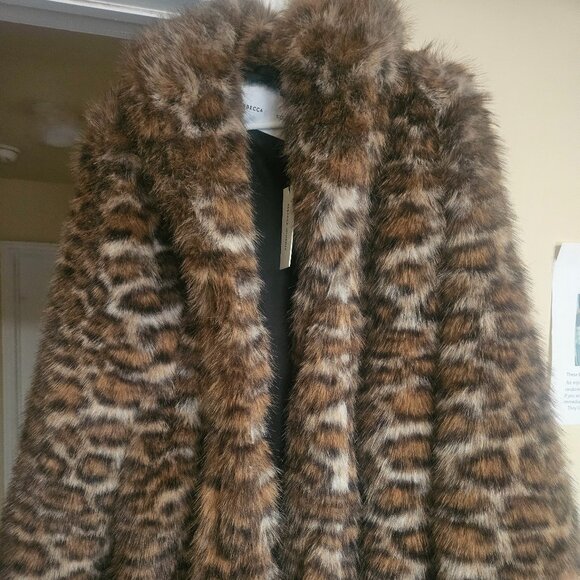 Rebecca Minkoff Vegan Fur Shawl Collar Coat - Picture 4 of 6
